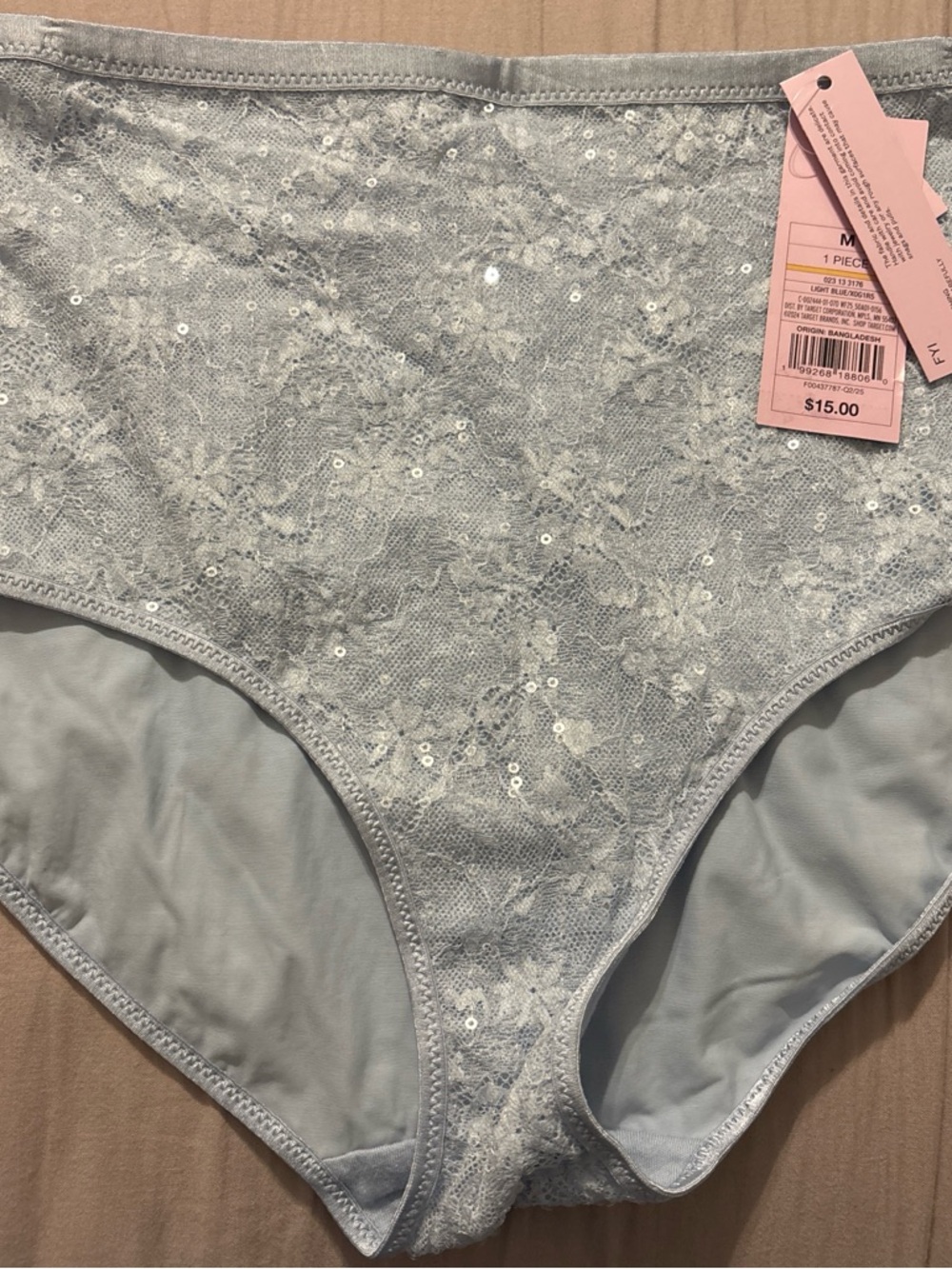 wild fable Light Blue High-Waist Lace Sequin Bikini Panty